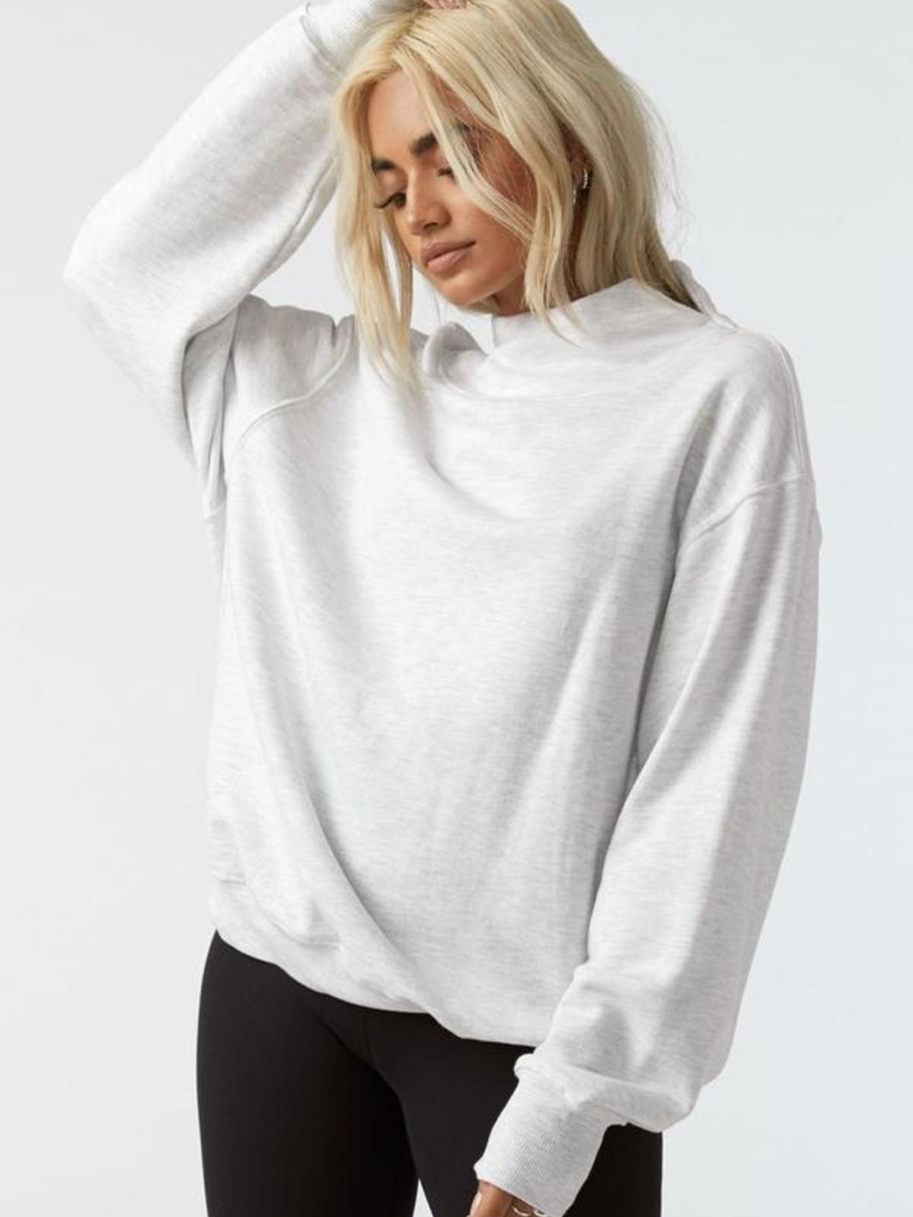 Joah Brown Oversized Turtleneck Sweatshirt - Pearl gray